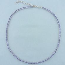 20ct Adjustable Tanzanite Tennis Line Necklace In Sterling Silver