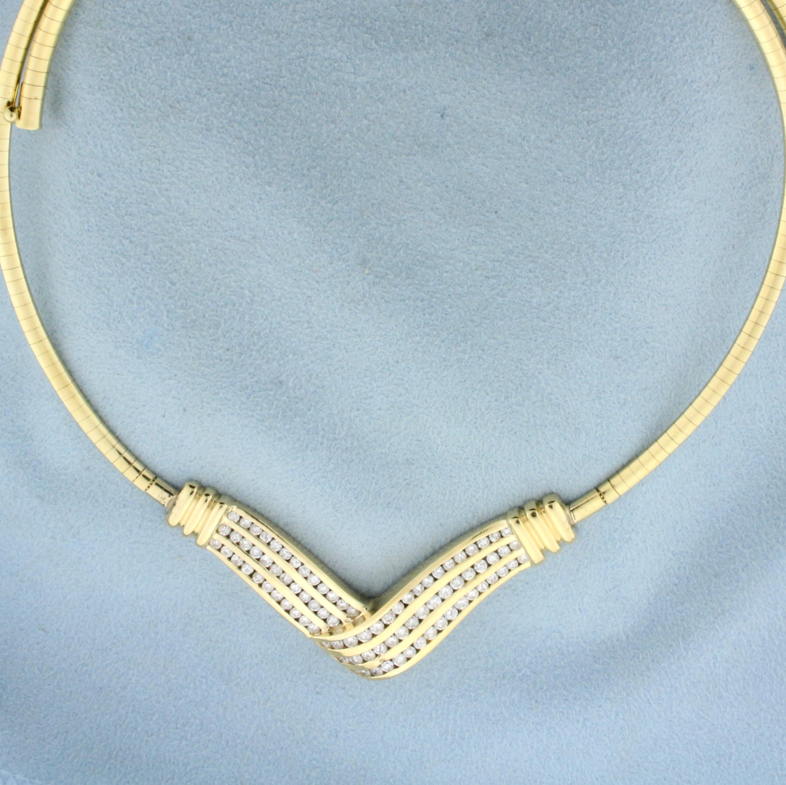 2ct Tw Diamond Omega Link Necklace In 14k Yellow Gold