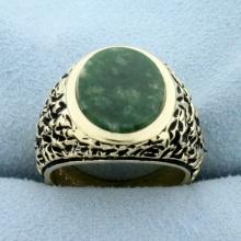 8ct Jade Solitaire Ring In 14k Yellow Gold