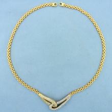2ct Tw Round And Baguette Diamond Panther Link Necklace In 14k Yellow Gold