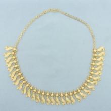 Diamond Cut Leaf Design Necklace In 22k Yellow Gold