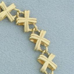 Designer X Link Bracelet In 14k Yellow Gold