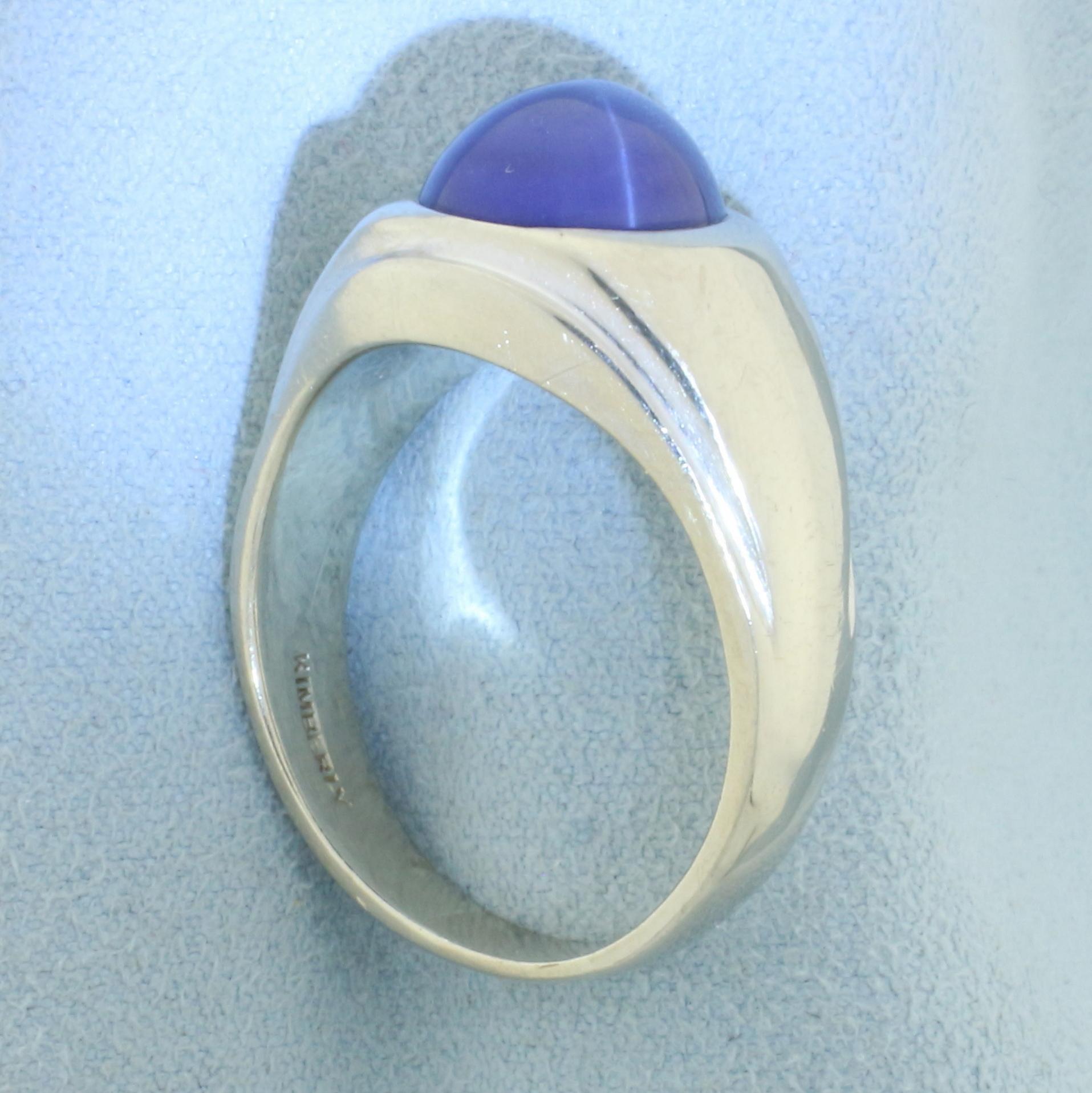 Mens Star Sapphire Ring In 14k White Gold