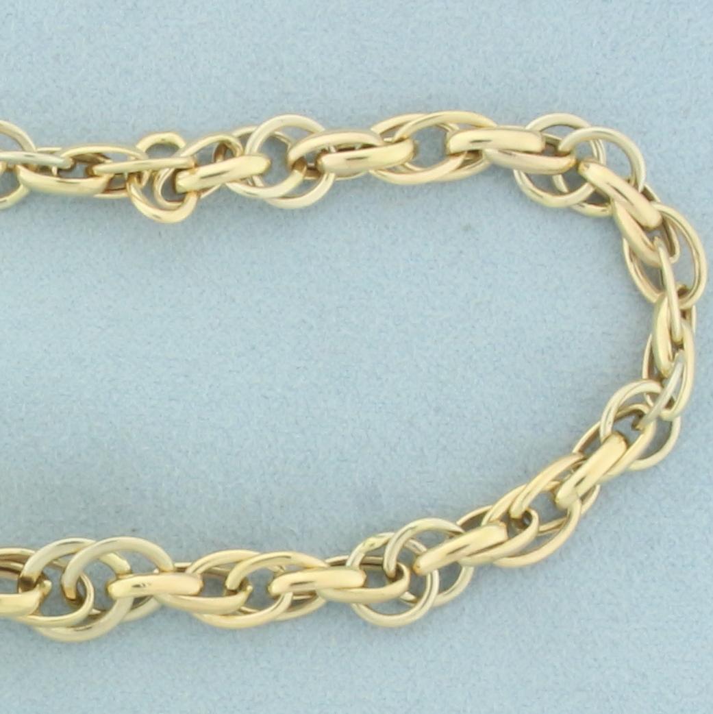 Italian Graduated Chain Link Necklace In 18k Yellow Gold