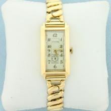 Vintage Manual Wind Longines Wrist Watch With Solid 14k Yellow Gold Case
