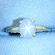 Natural Gray Star Sapphire Ring In 14k White Gold