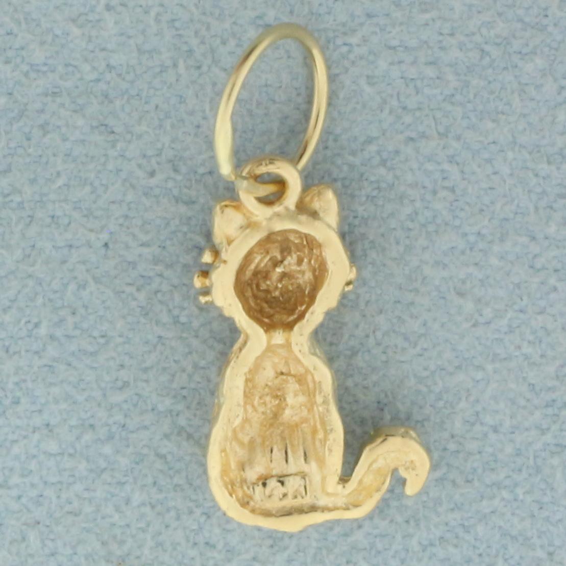 Cat Charm In 14k Yellow Gold