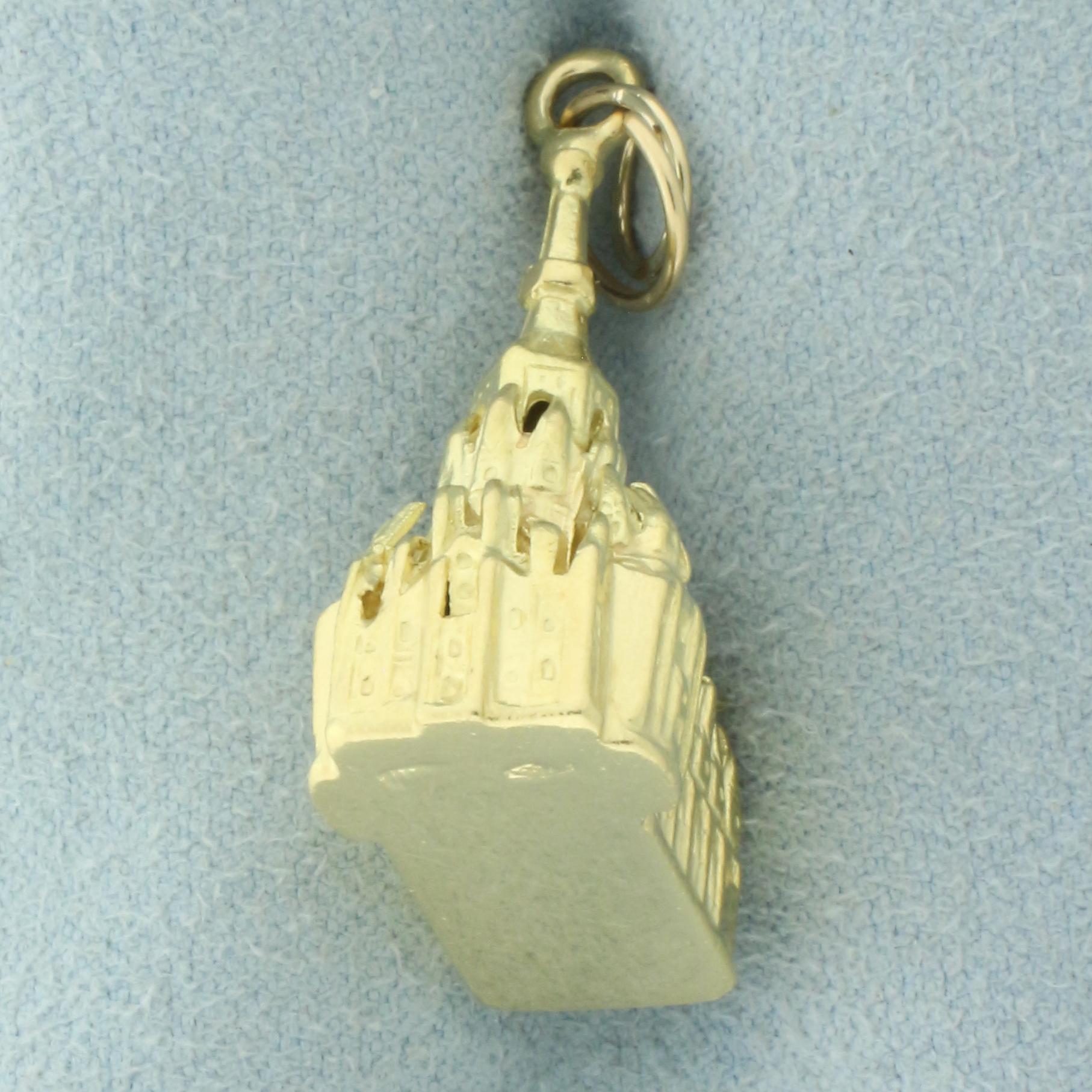 Italian Made Cathedral Pendant Or Charm In 18k Yellow Gold