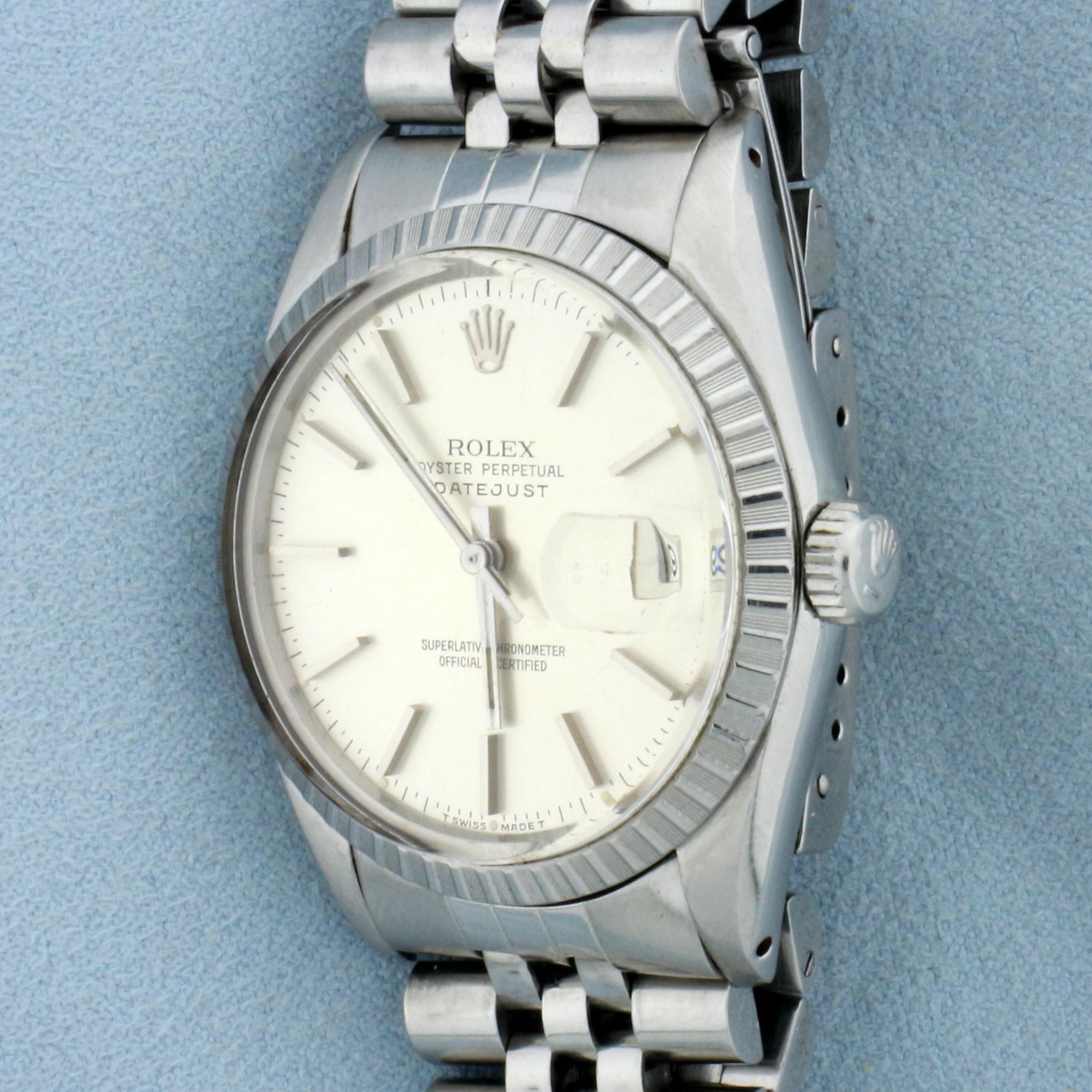 Mens Rolex 36mm Datejust Watch In Stainless Steel Model 16014
