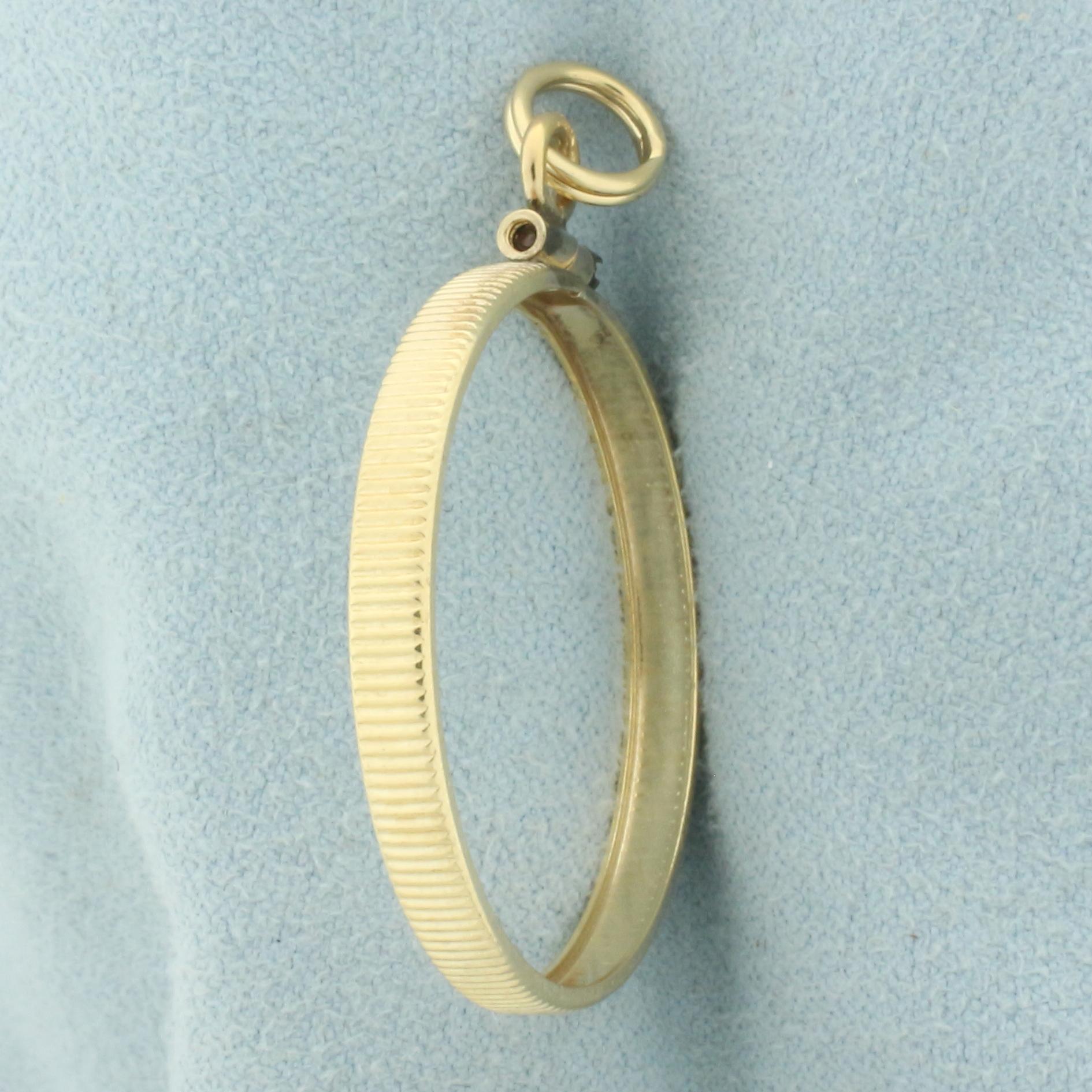 27mm Coin Bezel Frame Pendant For 1/2oz Eagle In 14k Yellow Gold