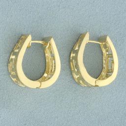 Greek Key Hoop Earrings In 14k Yellow Gold