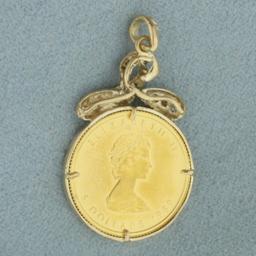 Canadian Maple Leaf Gold Coin Pendant In 14k Yellow Gold