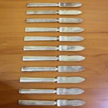 Antique Set Of 11 Silver Norwegian Royal Monogram Butter Knives