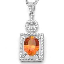 1.7ct Oval Azotic Topaz And Diamond Vintage Style Necklace In Platinum Over Sterling Silver