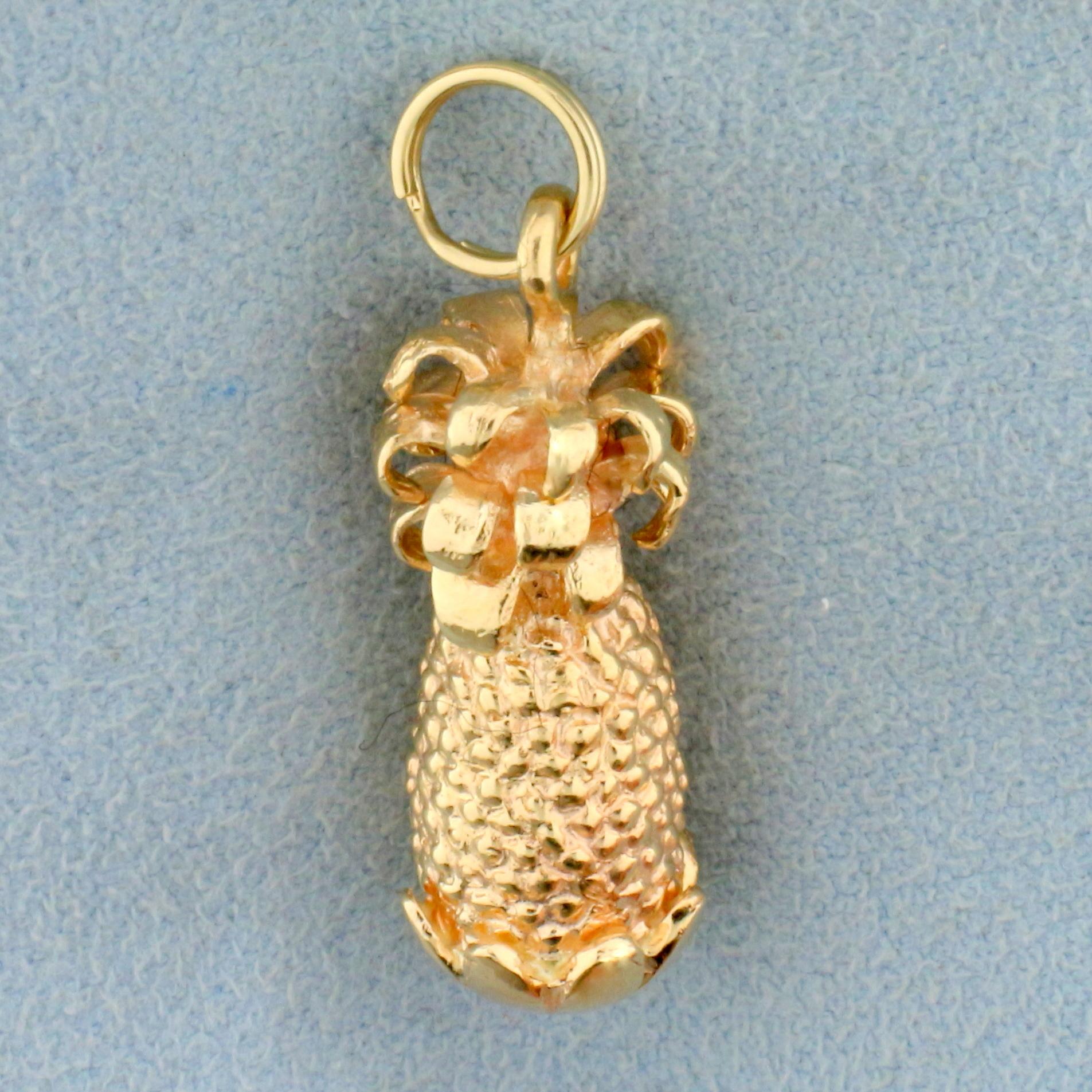 Pineapple Pendant Or Charm In 14k Yellow Gold