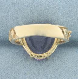 Heart Shaped Rose De France Amethyst Ring In 14k Yellow Gold