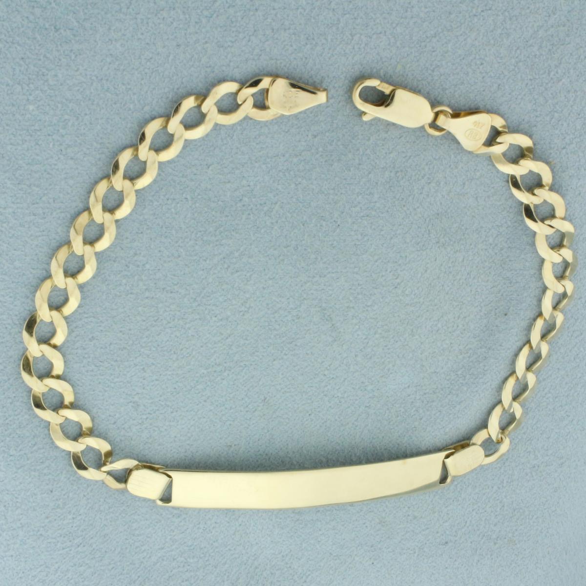 Curb Link Id Bracelet In 10k Yellow Gold