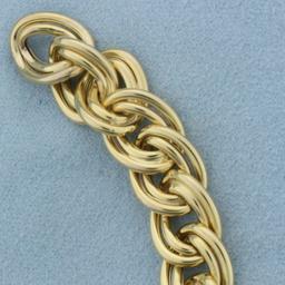 Double Oval Link Bracelet With Oversized Clasp In 14k Yellow Gold