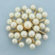 Ming's Designer Cultured Akoya Pearl Pendant Or Brooch Pin In 14k Yellow Gold