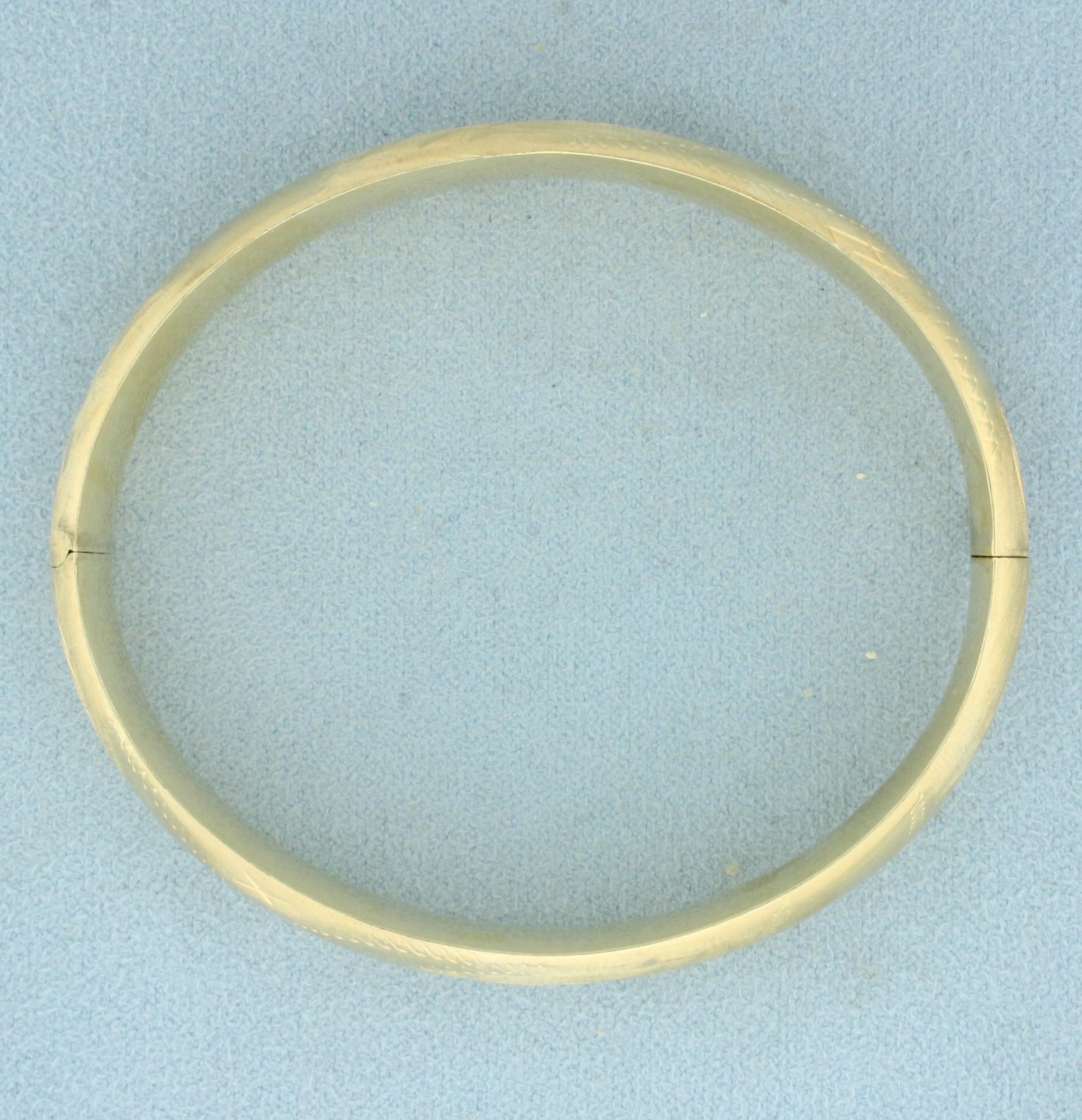 Etched Bangle Bracelet In 14k Yellow Gold