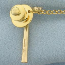 Diamond Hammer Tie Pin In 14k Yellow Gold