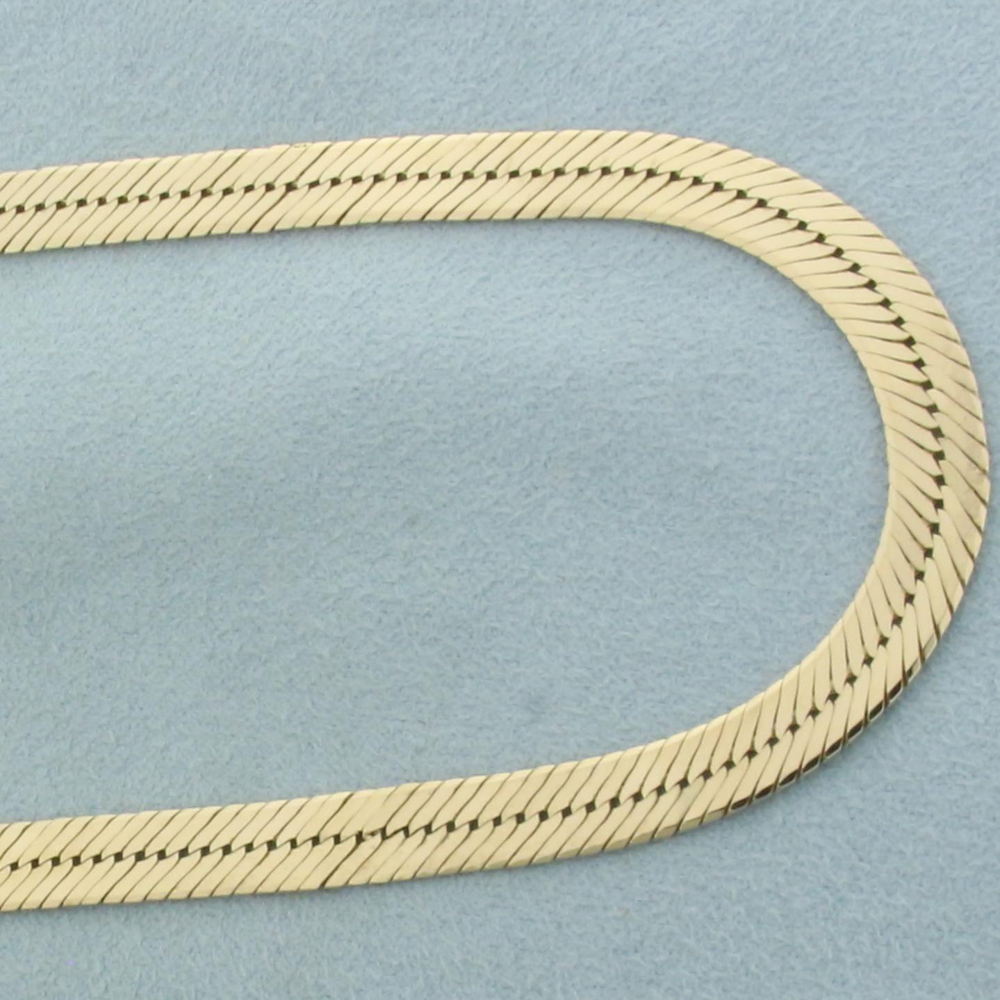 Italian 17 Inch Herringbone Link Chain Necklace In 14k Yellow Gold