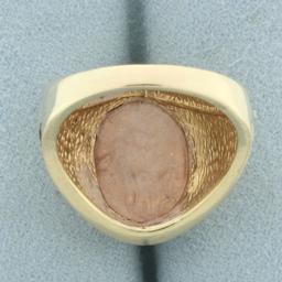 Mens Morganite Doublet Statement Ring In 10k Yellow Gold