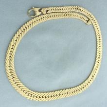 16.5 Inch Graduated Herringbone Link Chain Necklace In 14k Yellow Gold