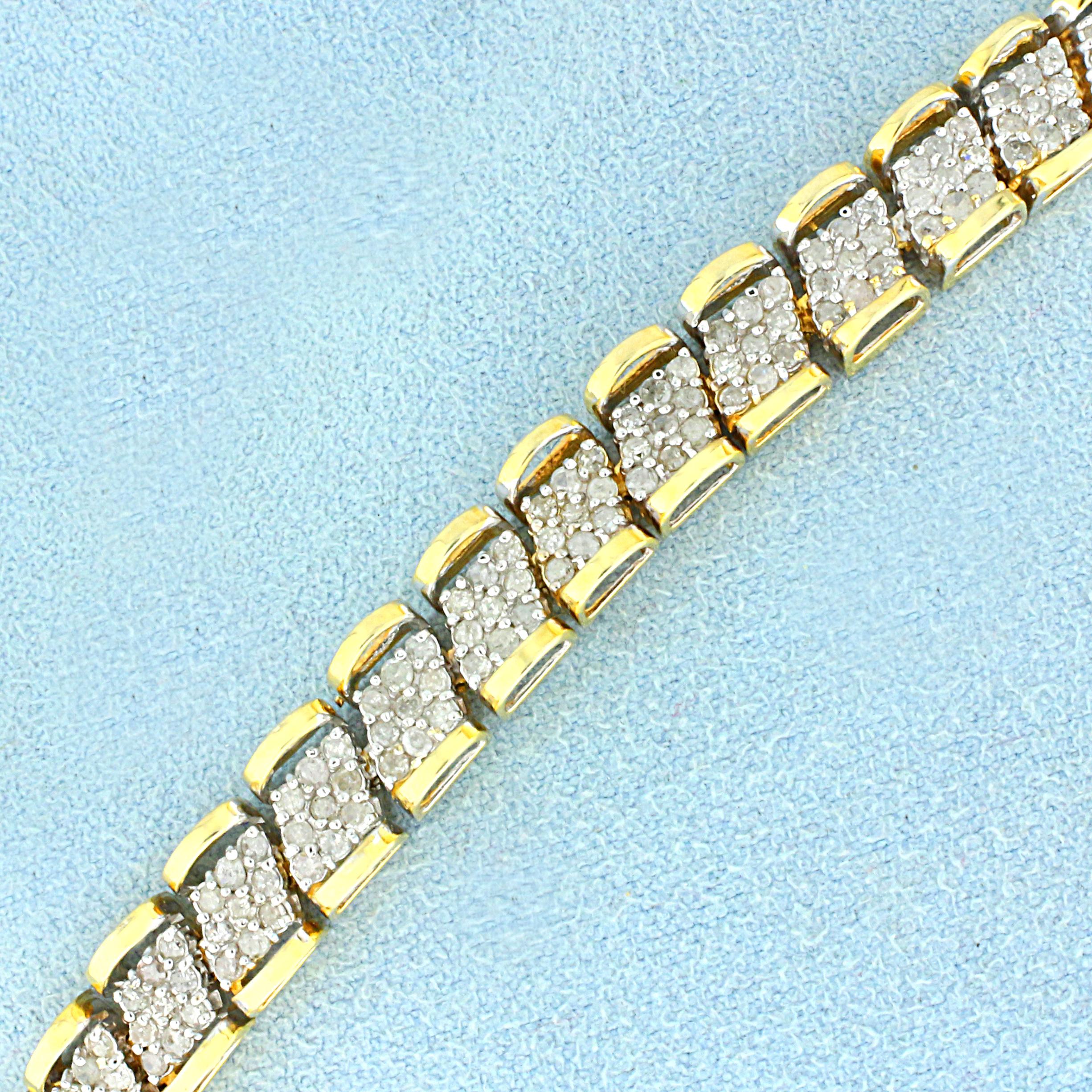 2.5ct Tw Diamond Line Bracelet For Thin Wrist In 10k Yellow And White Gold