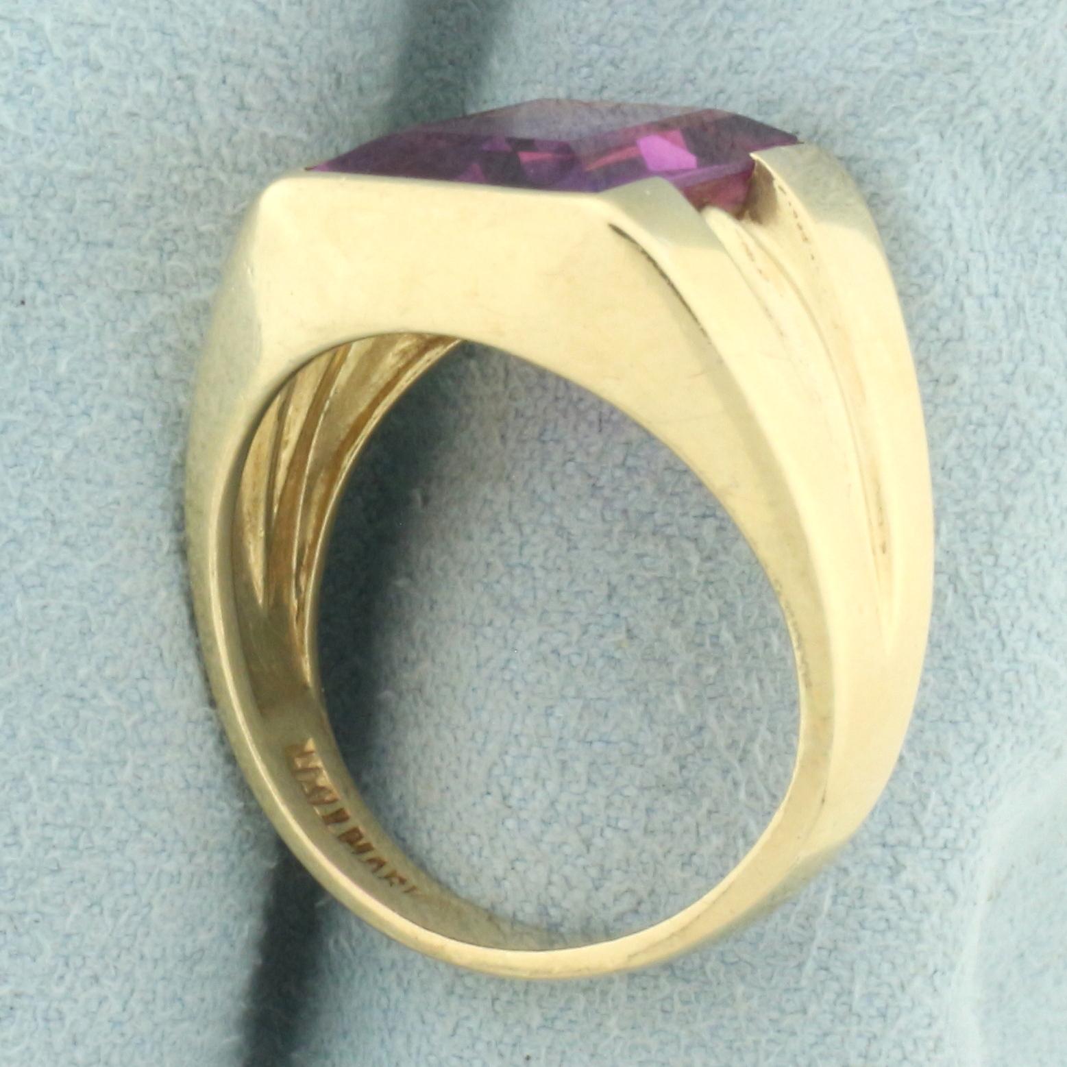 Lab Pink Sapphire Ring In 10k Yellow Gold