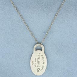 Tiffany And Co. Oval Return To Tiffany Dog Tag Necklace In Sterling Silver
