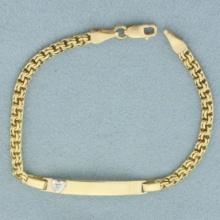 Childs Diamond Id Or Medical Bracelet In 10k Yellow Gold