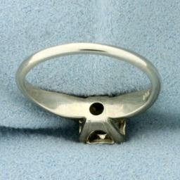Vintage 1/2ct Diamond Solitaire Engagement Ring In 14k White Gold