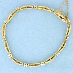 3ct Tw Baguette And Round Diamond Line Bracelet In 14k Yellow Gold