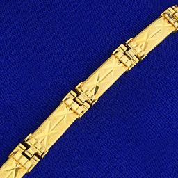 7 1/2 Inch Diamond Cut Link Bracelet In 14k Yellow Gold