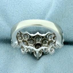 Vintage 3.5ct Tw Diamond Cluster Ring In 14k White Gold