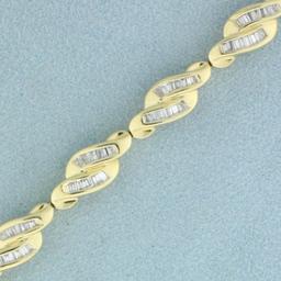 2ct Tw Baguette Diamond Bracelet In 14k Yellow Gold