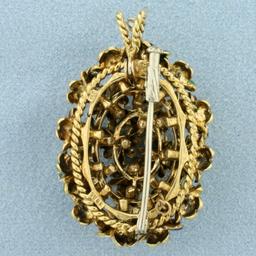Designer Carlo Barberis Of Giovanni Barberis Enamel And Diamond Flower Pendant Or Brooch In 18k Yell