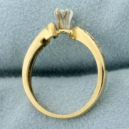 Marquise Diamond Bypass Design Engagement Ring In 14k Yellow Gold