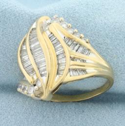 2ct Baguette And Round Diamond Statement Ring In 14k Yellow Gold