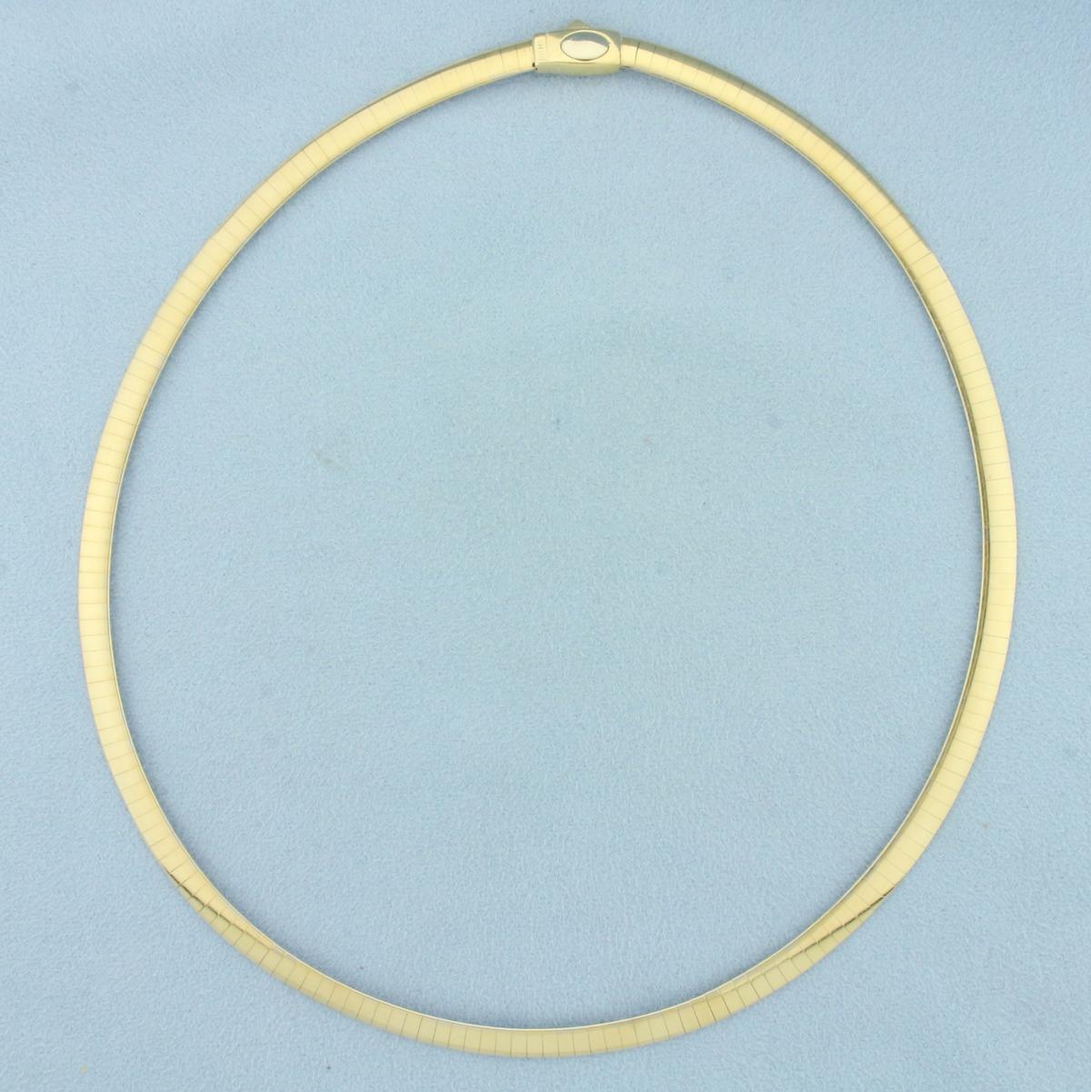 Italian Reversible Omega Necklace In 14k White And Yellow Gold