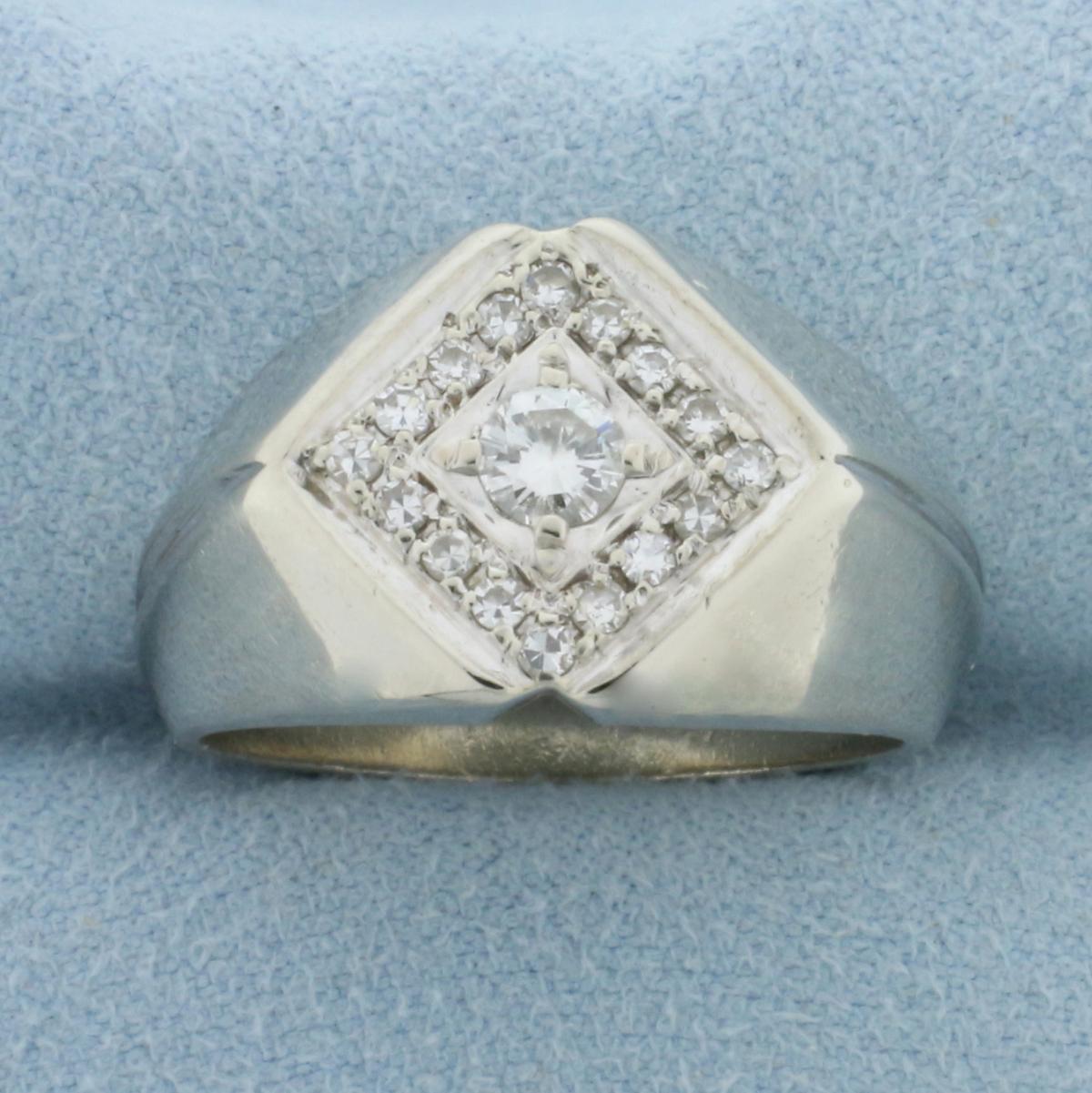 Diamond Modern Geometric Cluster Ring In 14k White Gold