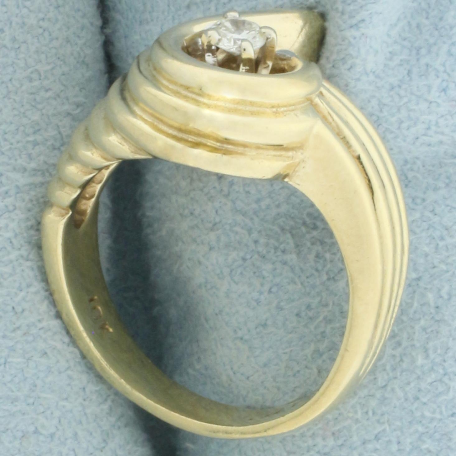 Diamond Scalloped Swirl Ring In 10k Yellow Gold