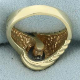 Diamond Scalloped Swirl Ring In 10k Yellow Gold