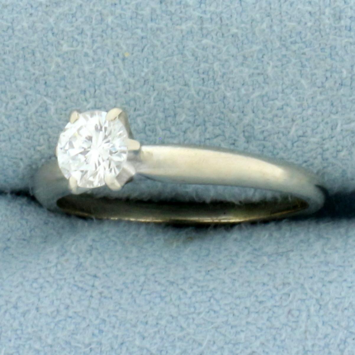 Diamond Solitaire Engagement Ring In 14k White Gold
