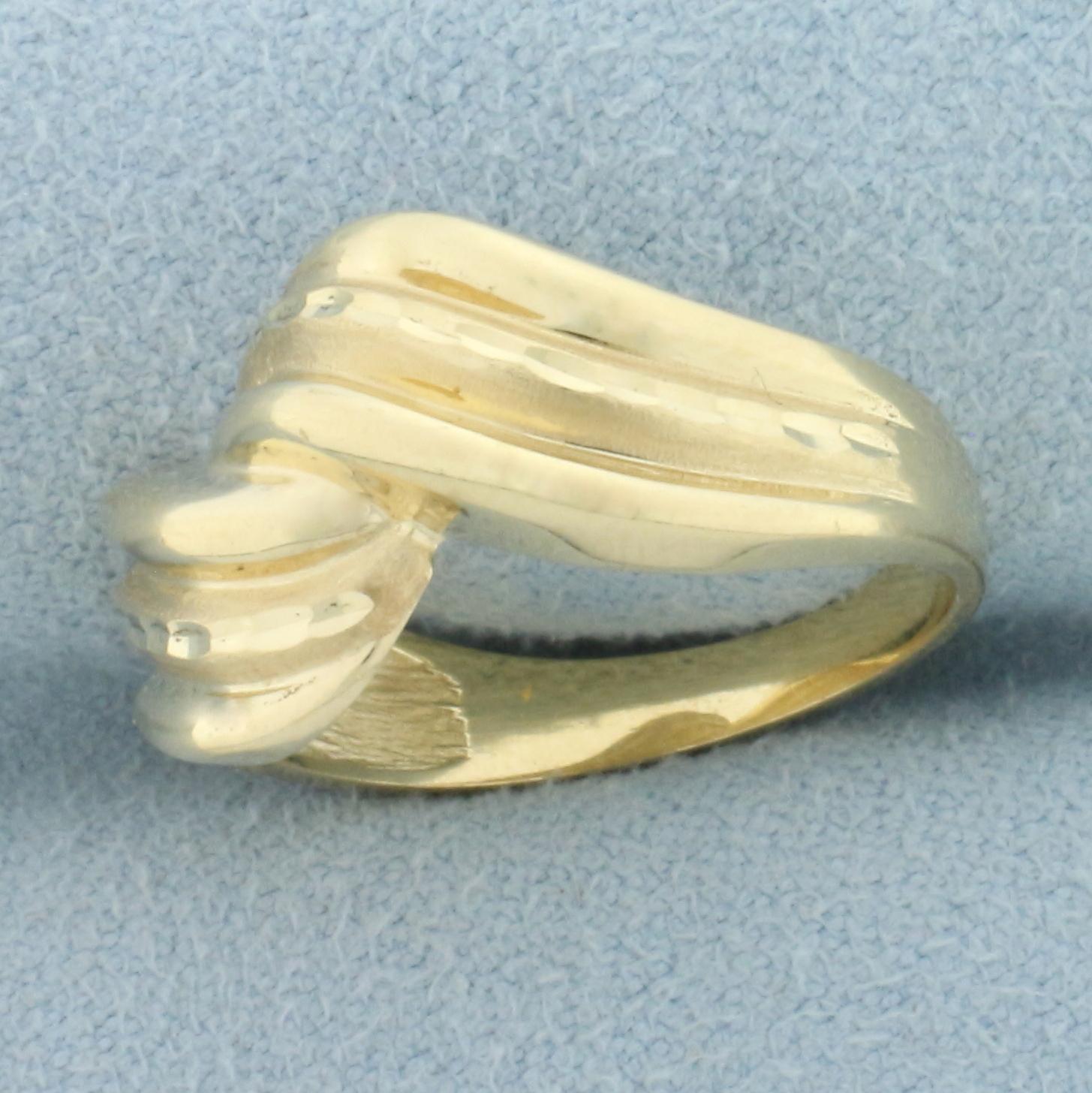 Diamond Cut Wave Design Ring In 14k Yellow Gold
