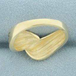 Diamond Cut Wave Design Ring In 14k Yellow Gold