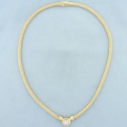 Italian Diamond Solitaire Necklace In 14k Yellow Gold
