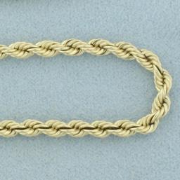 20 Inch Solid Rope Link Chain Necklace In 14k Yellow Gold