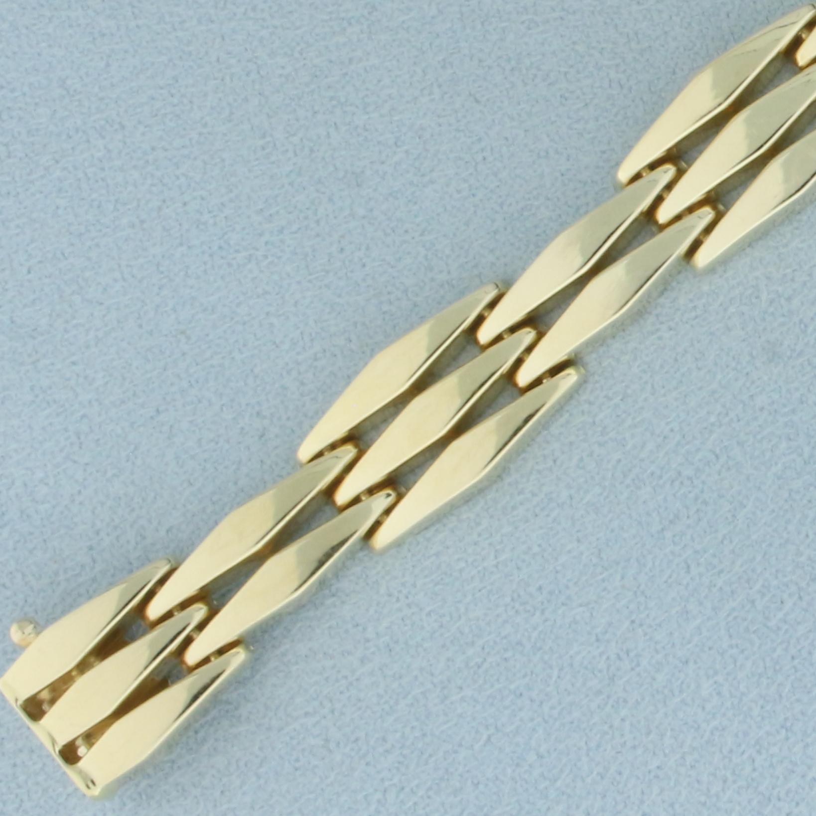Italian Elongated Diamond Link Bracelet In 14k Yellow Gold